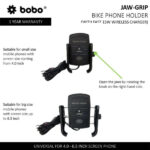 BOBO Jaw Grip Mobile Holder BM6 Black, with Fast 15W Wireless Charger - Image 3