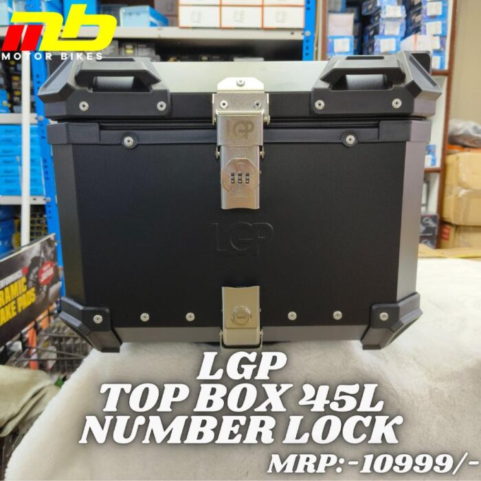 LGP Aluminium Top Box 45L Black, with Number Lock - Image 1