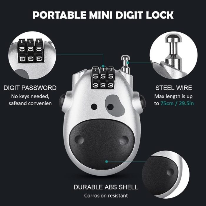 LGP Cable Number Lock for Helmet, Silver - Image 5