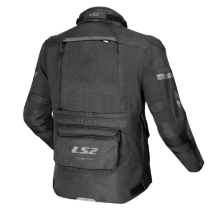 LS2 Riding Jacket X Master Black, three-quarter back view