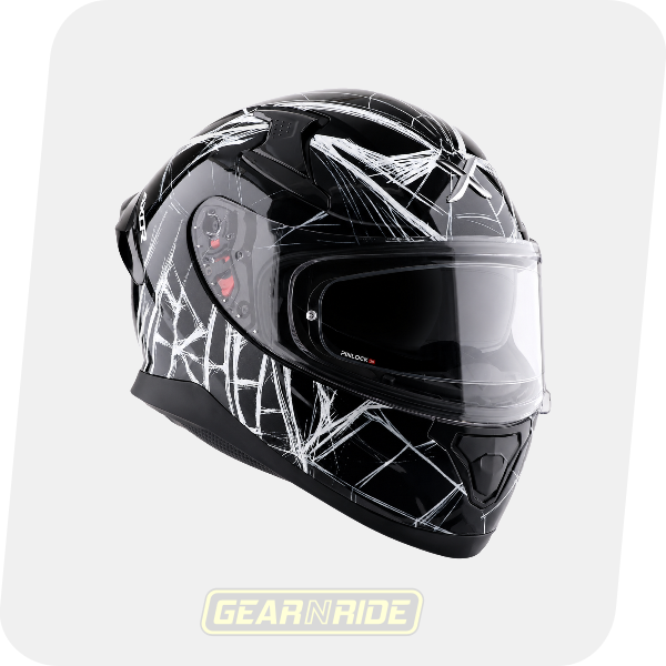 AXOR-Helmet-Apex-Marvel-Spiderman-Black-White-Glossy-1.png AXOR Helmet Apex Marvel Spiderman Black White Glossy - Image 1