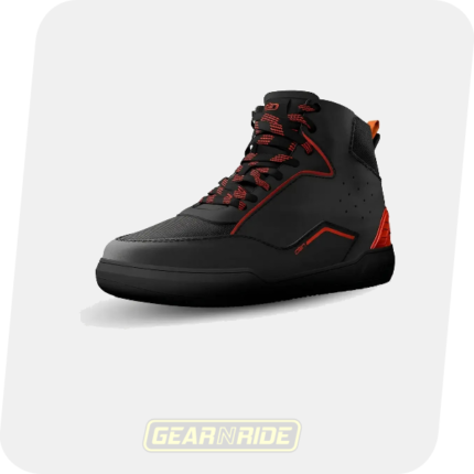 CLAN Riding Boots Torque D3O Black Red, three-quarter front view