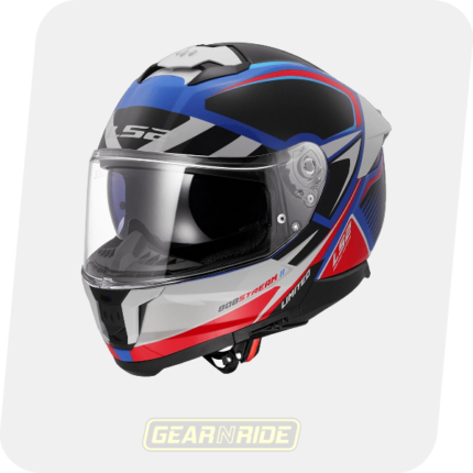 LS2 Helmet FF320 Stream II Xtrenta Blue Red Glossy, three-quarter front view